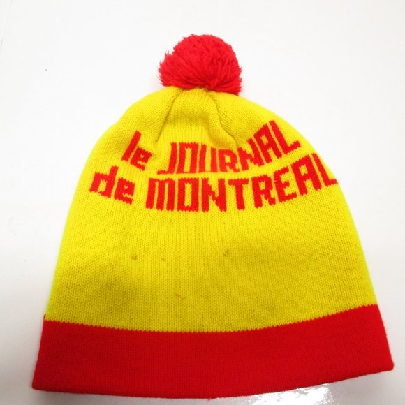 2 Vintage Le Journal de Montreal Beanie Hats Toque - Picture 3 of 6